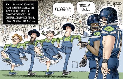 Political Cartoon U.S. Sexual Harassment NFL Cheerleaders
