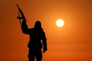 sunset, soldier, army, gun