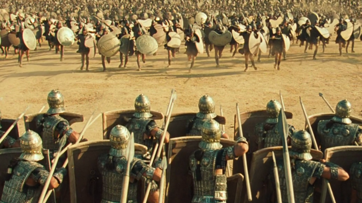 A battle scene from 2004 movie Troy.