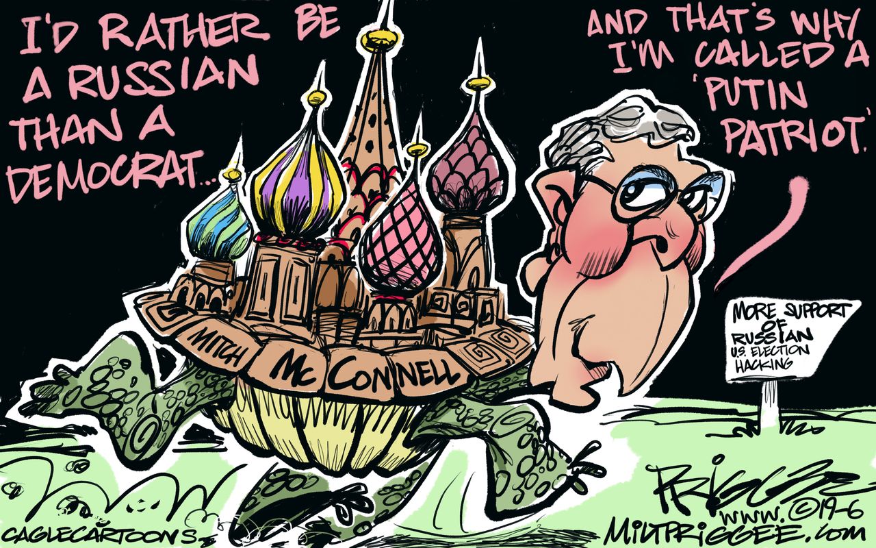 Political Cartoon U.S. Mitch McConnell Russian Interference Putin St. Basil&amp;#039;s Cathedral