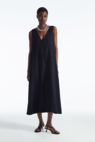 Linen A-Line Midi Dress