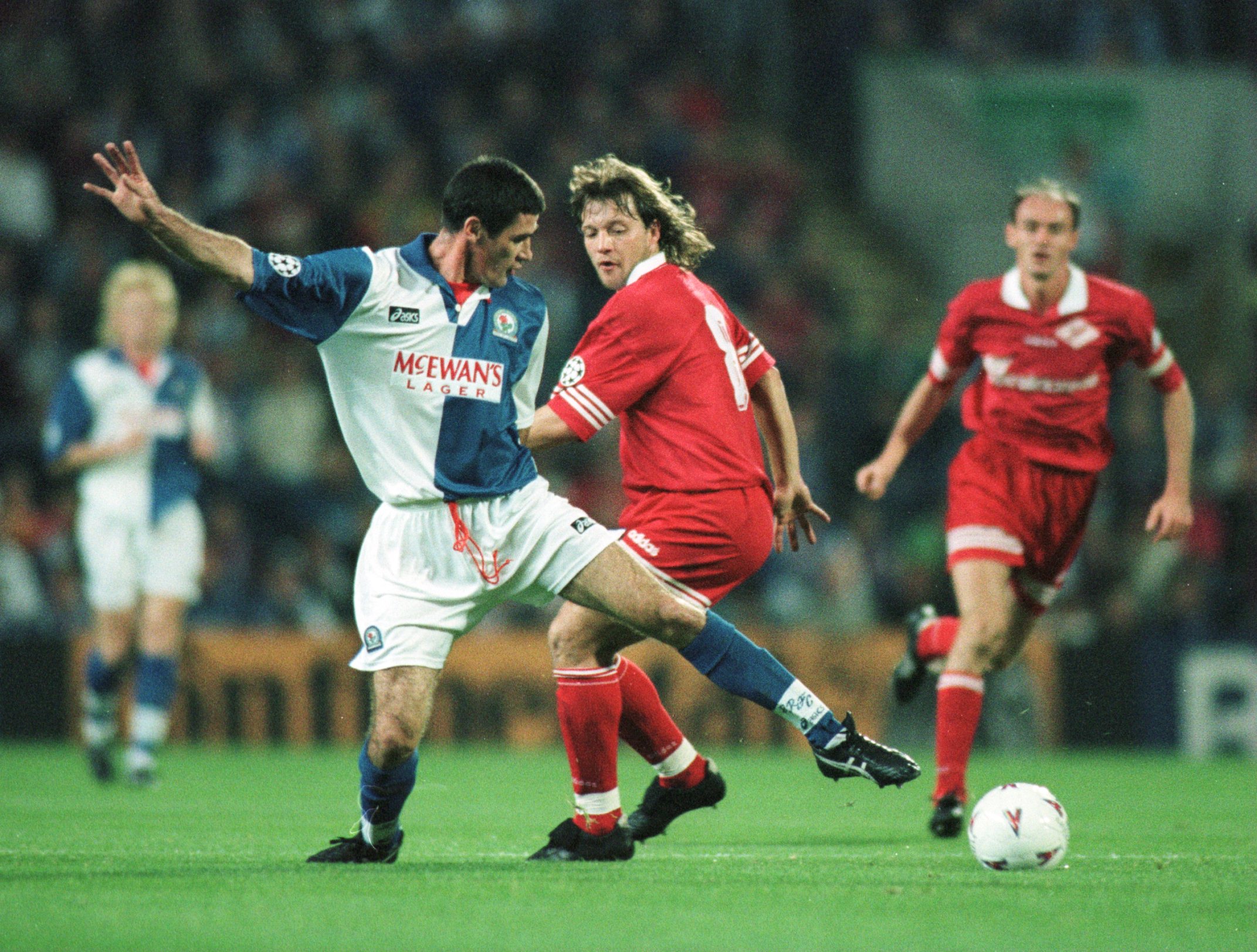 Mike Newell in action for Blackburn Rovers against Spartak Moscow in September 1995.