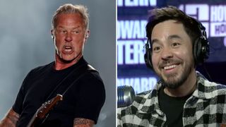 James Hetfield on stage and Mike Shinoda in the studio on The Howard Stern Show