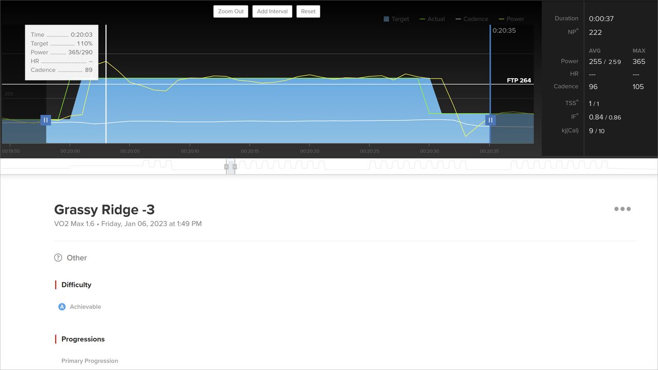 Garmin Tacx Neo Bike Plus interval overun recorded on trainer