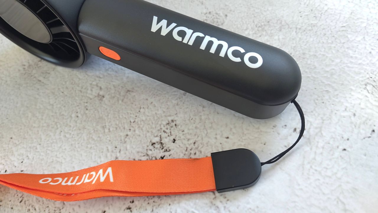 Warmco fan with lanyard attached