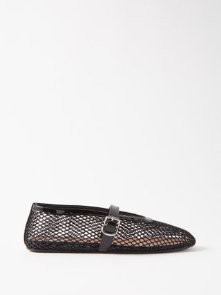Mesh and Patent-Leather Ballet Flats
