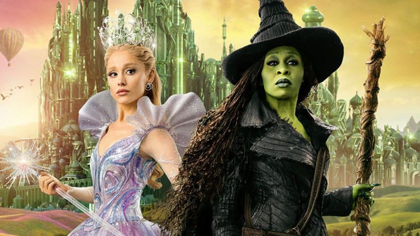 Glinda and Elphaba stand outside Oz