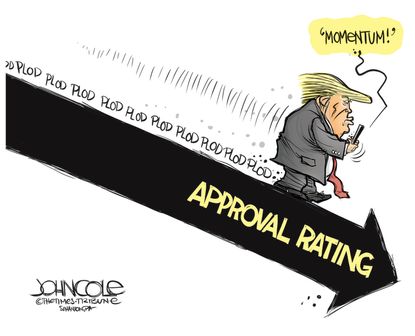 Political Cartoon U.S. Trump ramp polls momentum