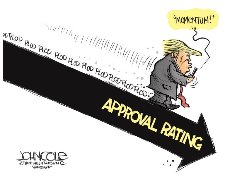 Political Cartoon U.S. Trump ramp polls momentum