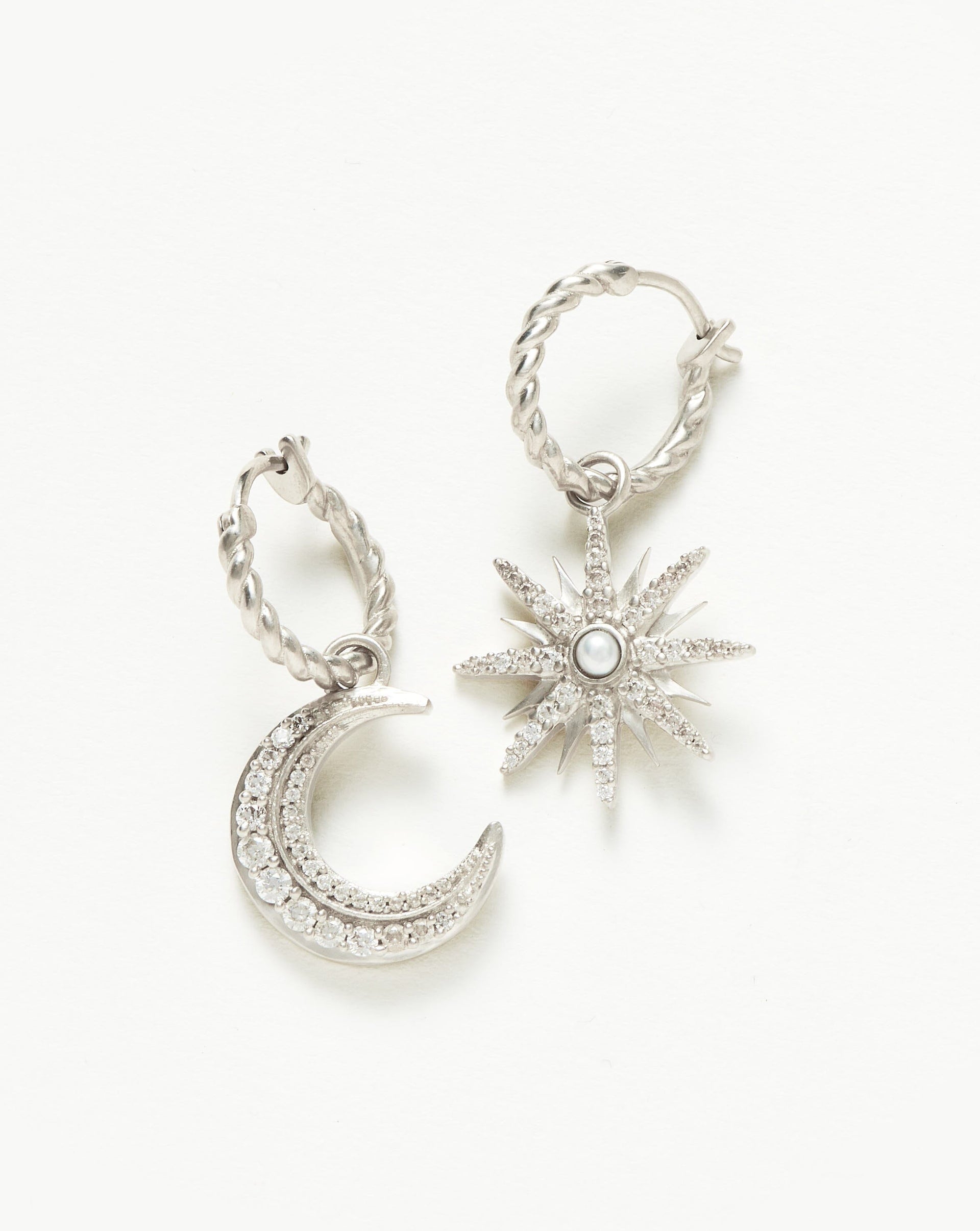 Harris Reed Moonlight Pearl Mismatch Hoop Earrings | Silver Plated/pearl - Silver Plated/pearl