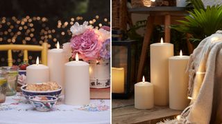 outdoor LED candles for garden party ideas on tables