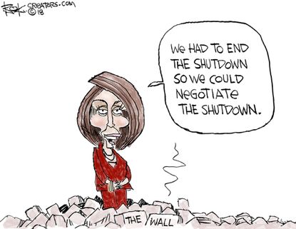 Political Cartoon U.S. Nancy Pelosi government shutdown negotiation