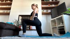 Woman doing hip flexor stretch