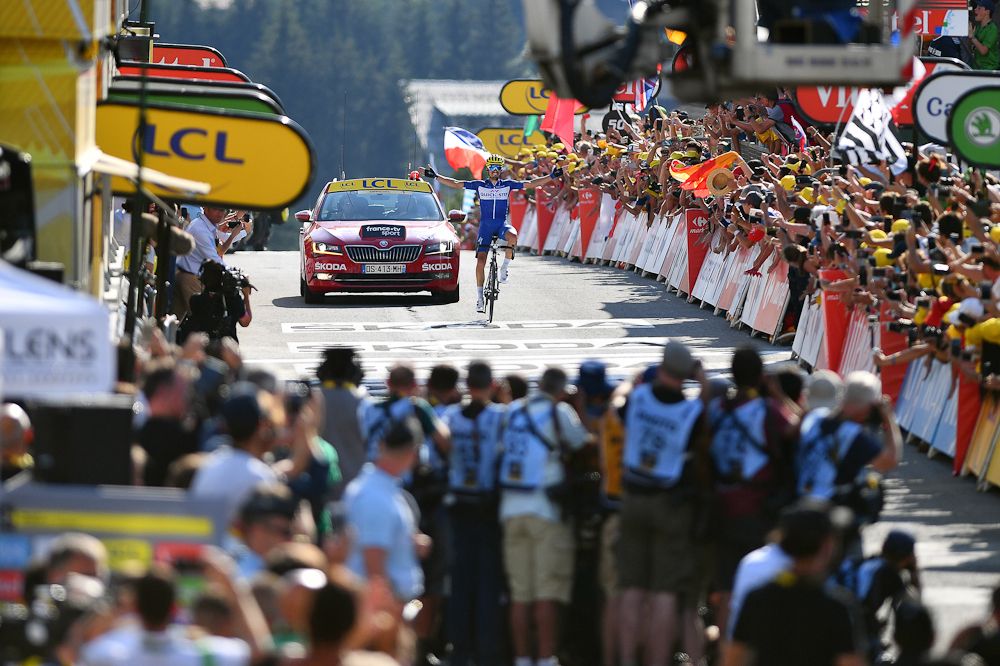 Julian Alaphilippe on his way to winning stage 10 at the Tour de France