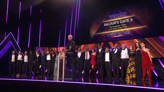 Larian accepting award at BAFTA Game Awards 2024