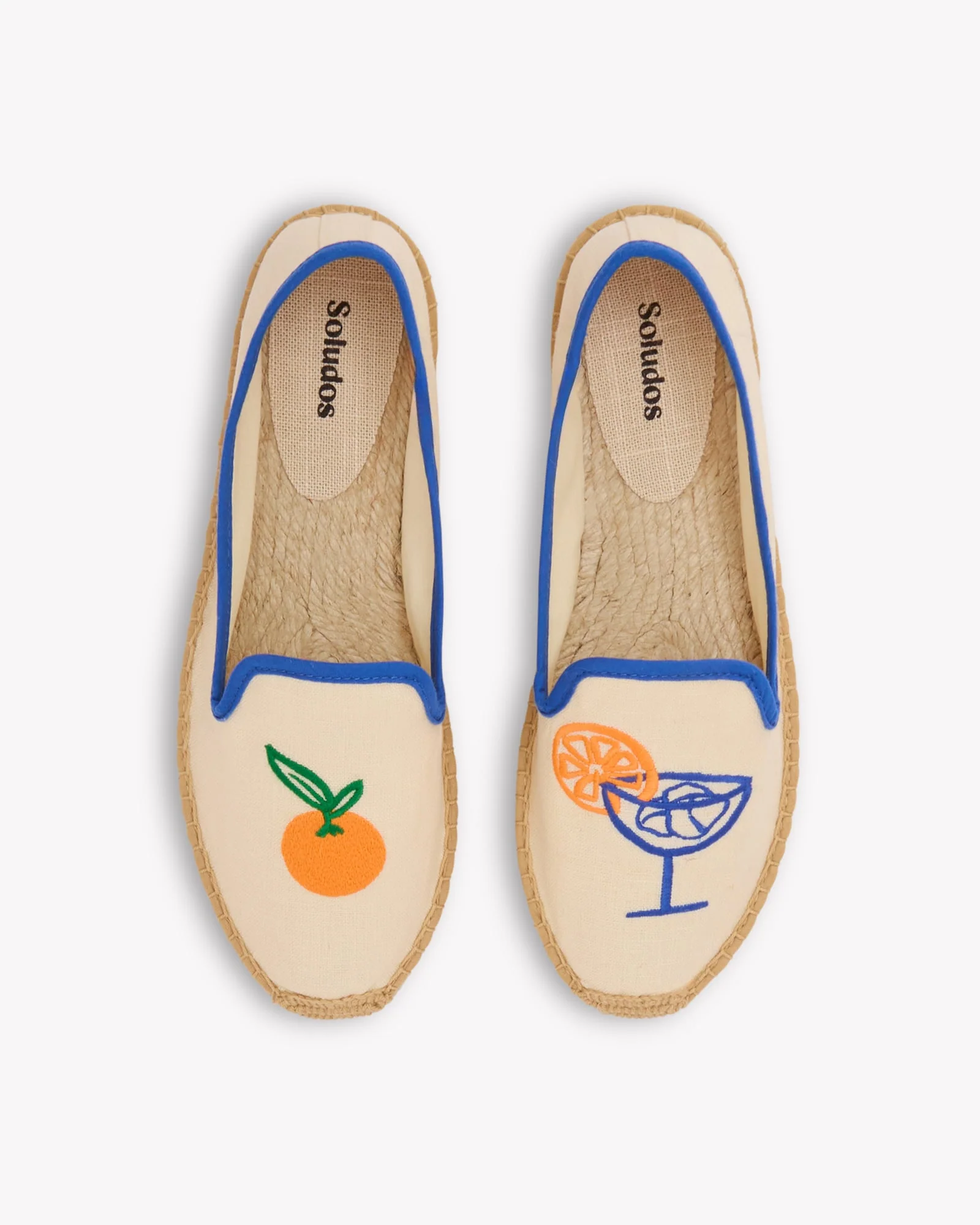 Women's Smoking Espadrille | Embroidery | Aperol - Natural Undyed