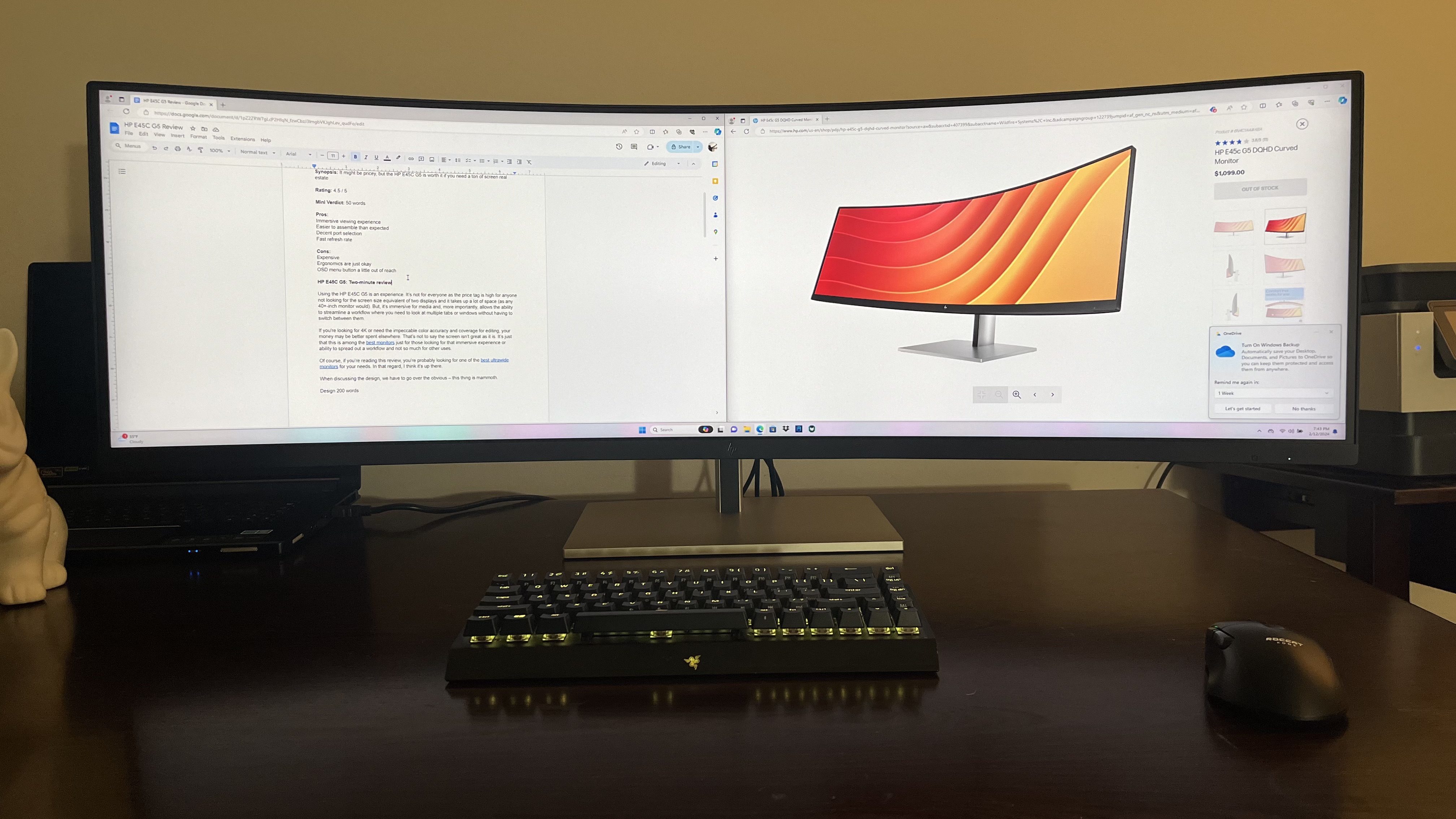 Using the HP E45c as a productivity monitor