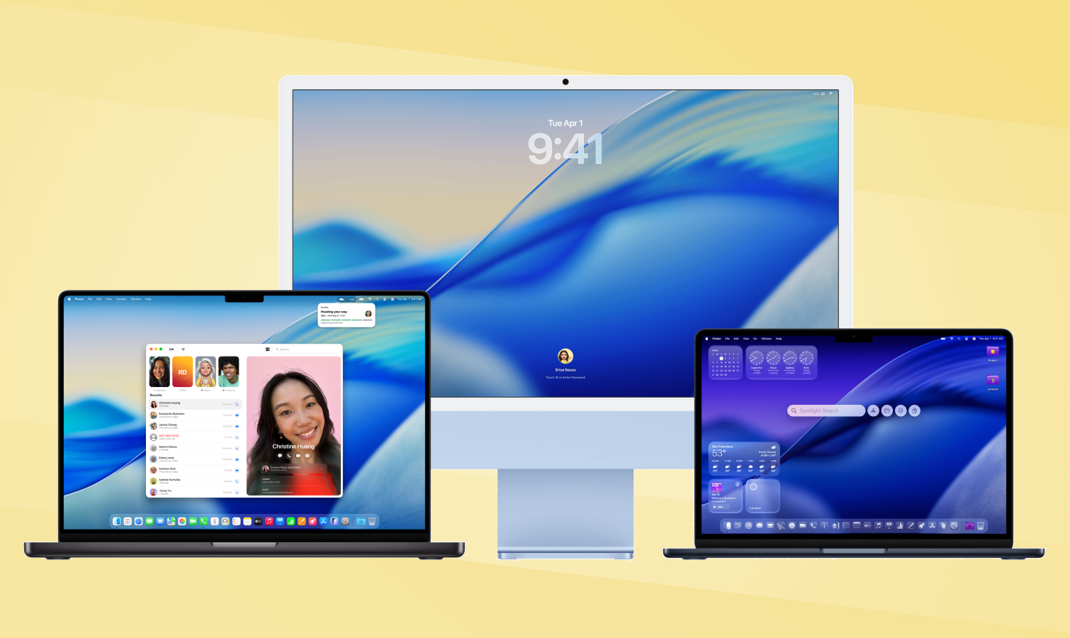 macOS Tahoe 26 on Macs on a gold background