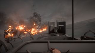 A fiery Dreadnought from a torpedo boat