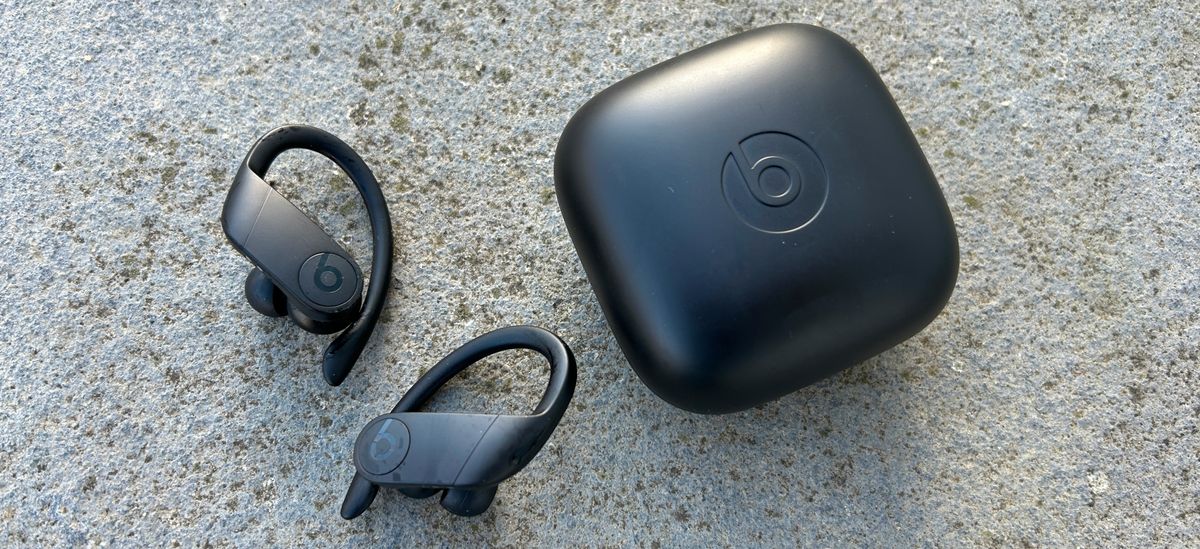 Beats Powerbeats Pro buds next to case