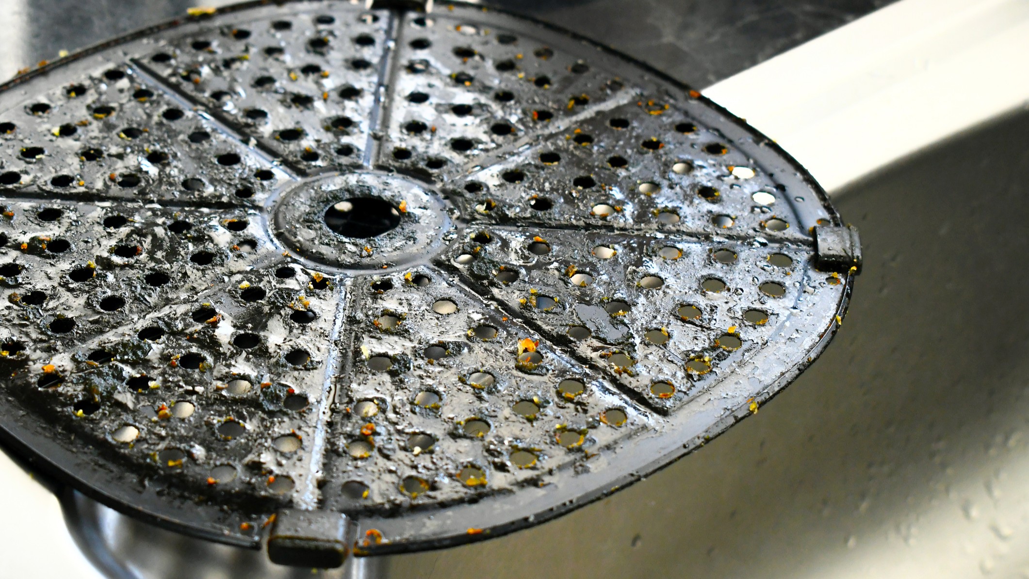 Greasy air fryer crisper plate