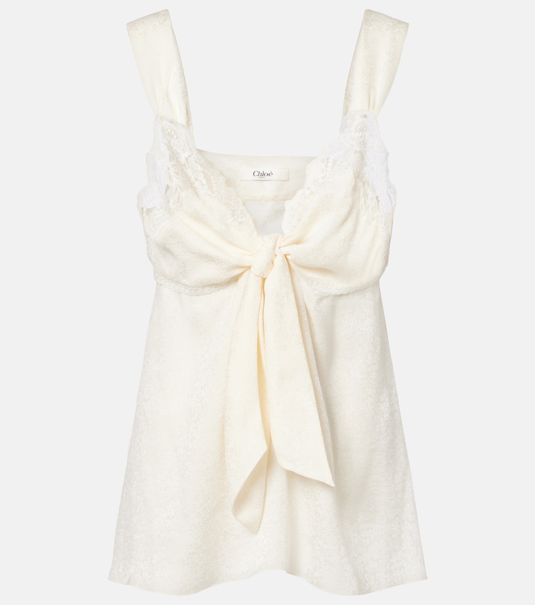 Lace-Trimmed Silk Top in White - Chloe