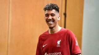 KIRKBY, ENGLAND - MAY 05: Roberto Firmino of Liverpool behind the scenes during a media day at AXA Training Centre on May 05, 2022 in Kirkby, England. (Photo by Andrew Powell/Liverpool FC via Getty Images)