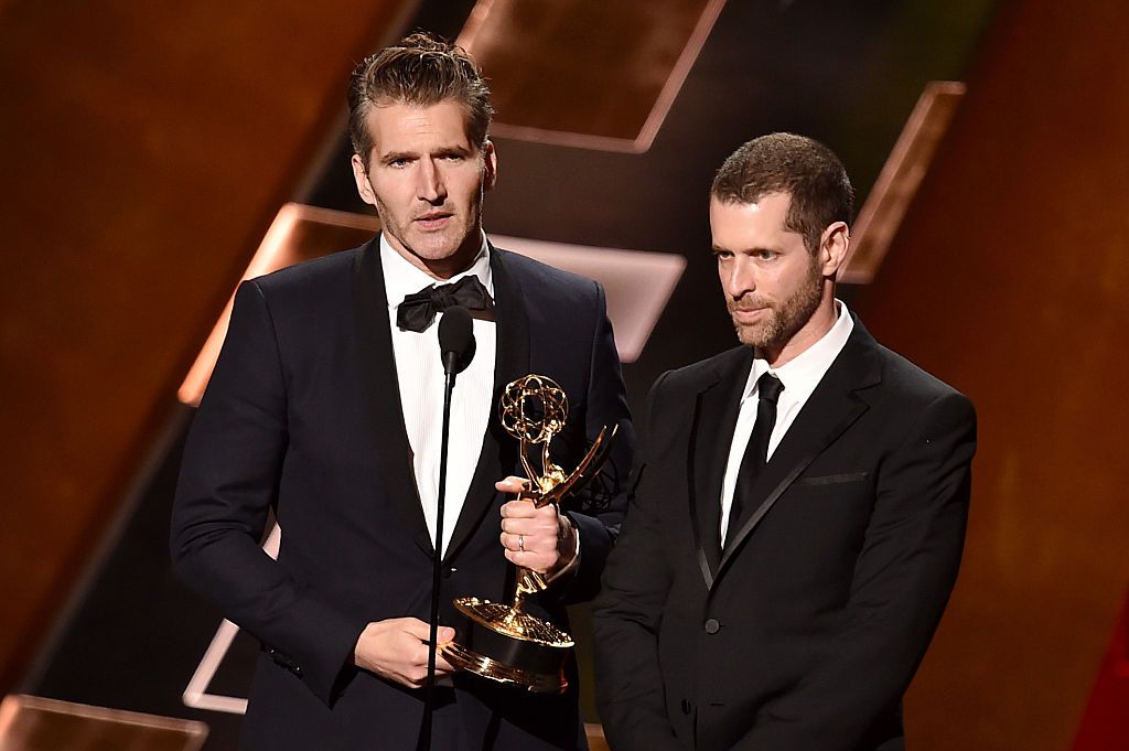 David Benioff (L) and D.B. Weiss accept Outstanding Writing for a Drama Series award for &amp;#039;Game of Thrones&amp;#039; onstage during the 67th Annual Primetime Emmy Awards at Microsoft Theater on Septemb