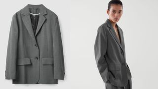 best blazer for women include this grey tailored wool blazer from Cos
