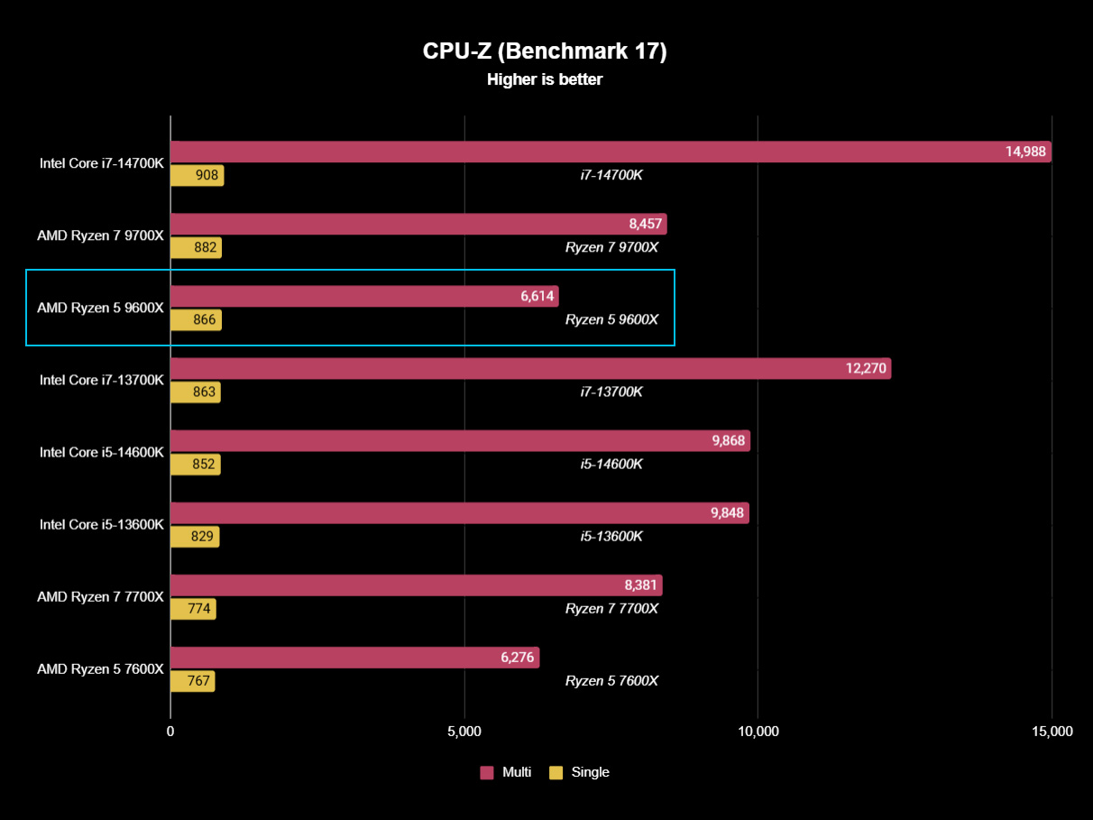 AMD Ryzen 5 9600X benchmark test results graph