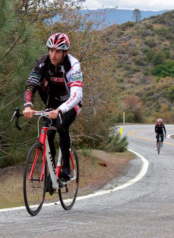 Roman Kilun goes up the road to get a better look at the next switchback.
