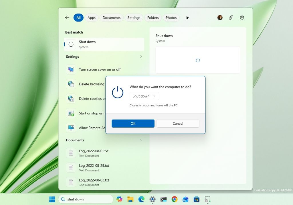 Windows 11 desktop showing the new search prioritizing Settings.