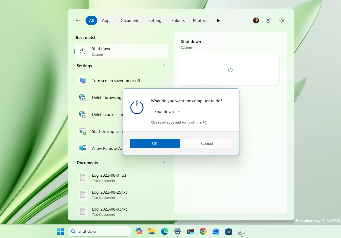 Windows 11 desktop showing the new search prioritizing Settings.
