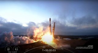 A SpaceX Falcon 9 rocket launches 53 Starlink internet satellites from California's Vandenberg Space Force Base on Oct. 27, 2022.