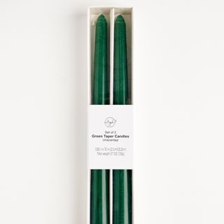 Green Taper Candles (Set of 2)