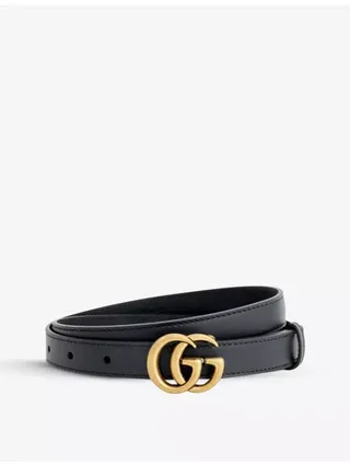 Logo-Buckle Small Leather Belt