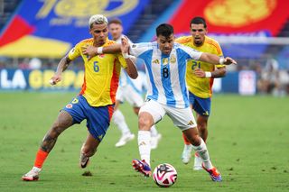 Marcos Acuña in action for Argentina against Colombia in September 2024.