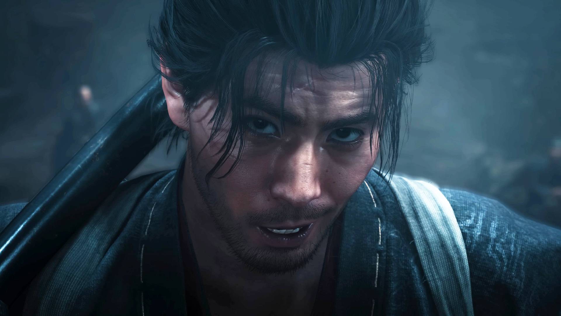 Onimusha: Way of the Sword character looks to the camera.