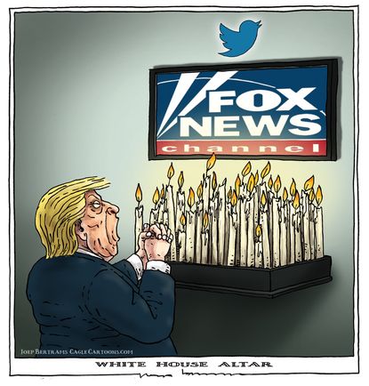 Political Cartoon U.S. Fox News Trump altar