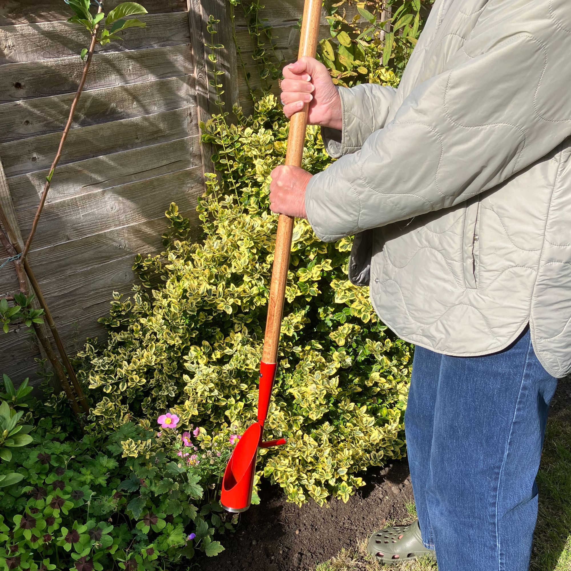 QVC long-handled bulb planter and flower bed