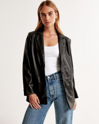 Abercrombie & Fitch, Vegan Leather Blazer