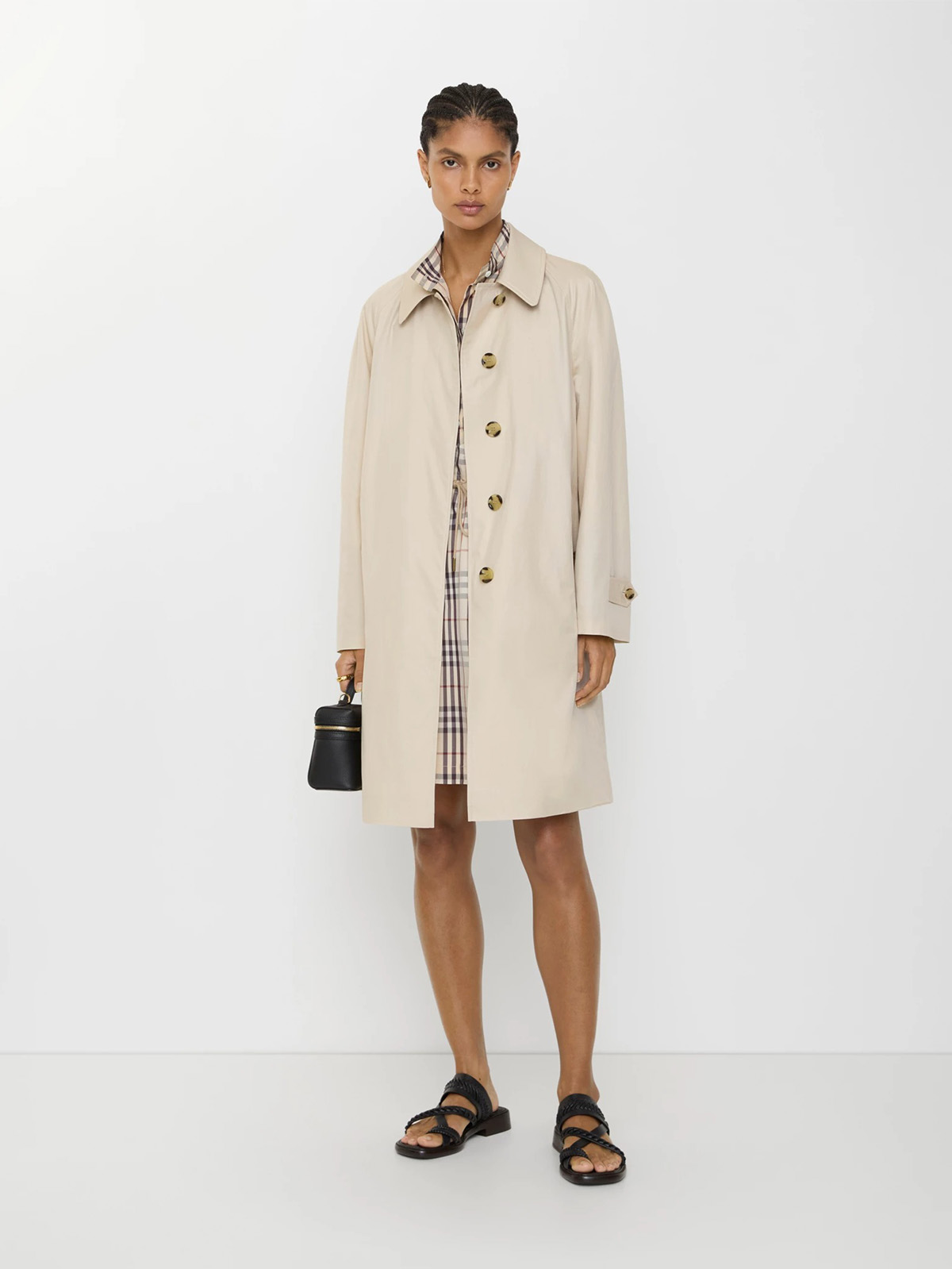Mid-Length Tropical Gabardine Camden Car Coat in Stone Beige - Women | Burberry&amp;reg; Official