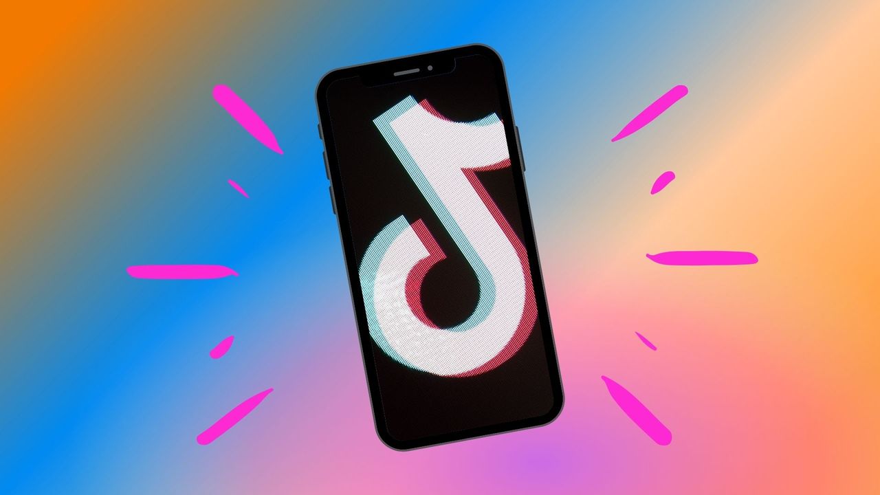 TikTok logo on a phone on a colorful background, TikTok challenges, dangerous TikTok challenges