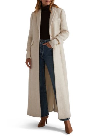 The City Longline Wool & Cotton Tweed Coat