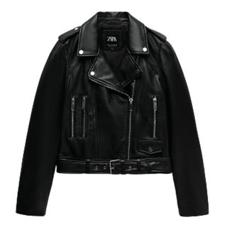 Black leather classic biker jacket
