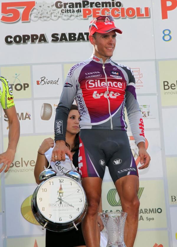 Philippe Gilbert with his new pocket-watch.