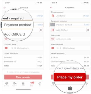 Choose payment method, tap Place my order
