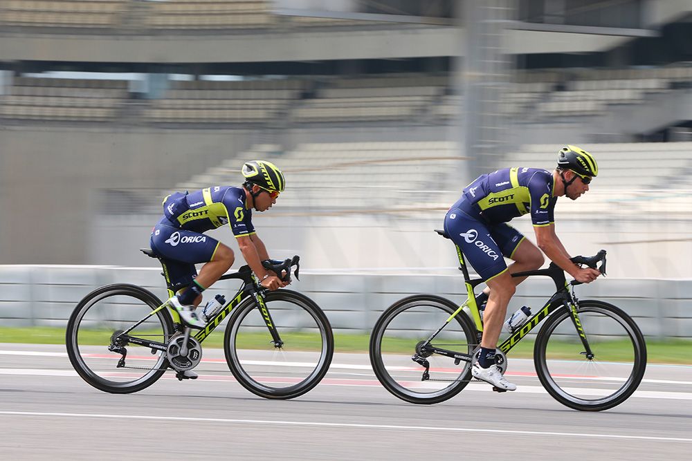 Ewan follows a Orica-Scott teammate