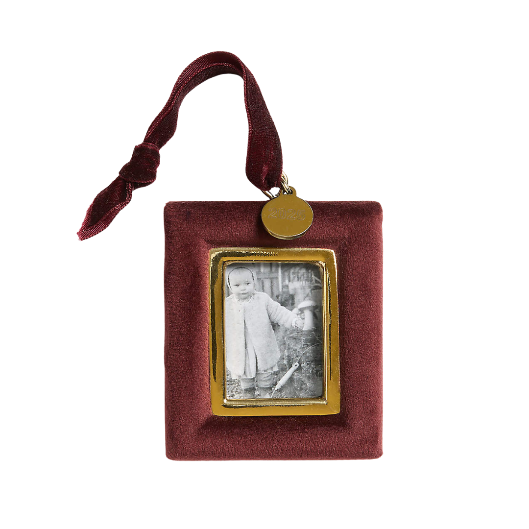 Burgundy Velvet Photo Frame Christmas Tree Ornament