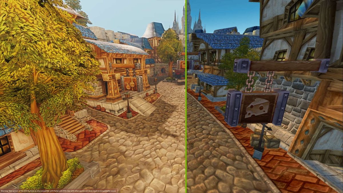 World of Warcraft Classic shown using the Portal RTX files